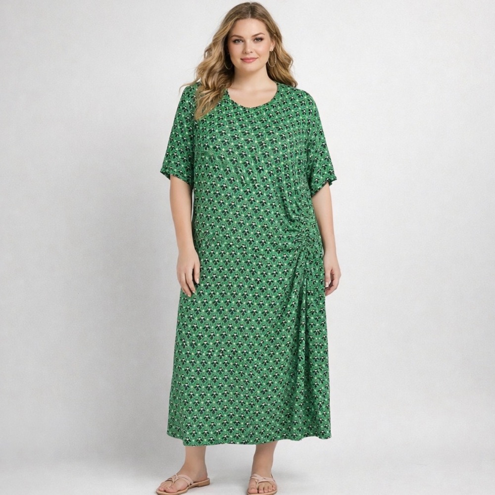 Cato Kelly Green Knit Midi Dress sz 26/28W Career Office Flattering Church Comfy